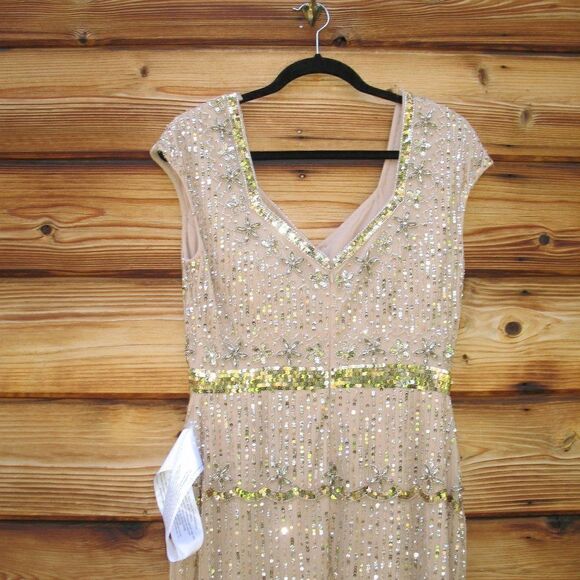 Mac Duggal 9089 Womens Cap Sleeve  Embellished Gown Nude 8 - Picture 12 of 16